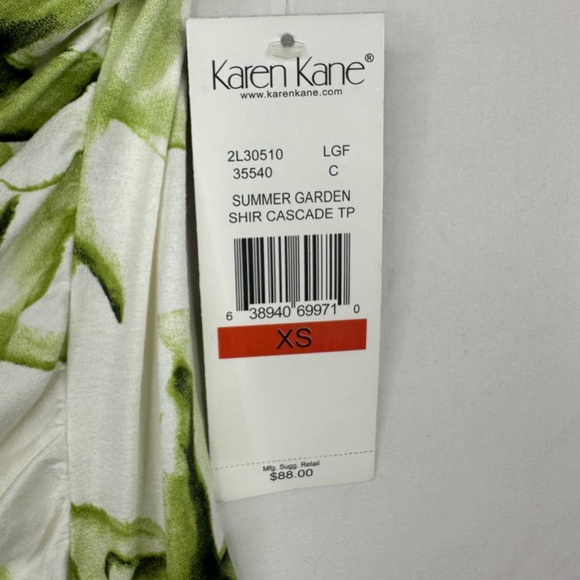 Karen Kane Summer Garden Green‎ Shirt Cascade Size XS - Picture 4 of 6